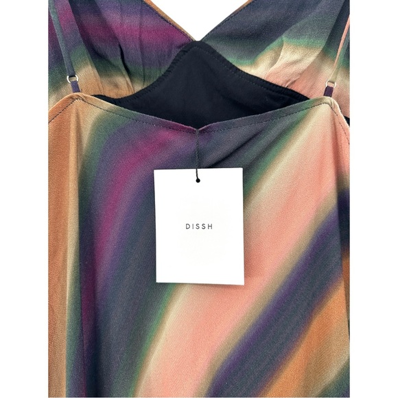NWT DISSH Lulu Ombre Purple Green Orange Spaghetti Strap Slip On Maxi Dress - Picture 12 of 13